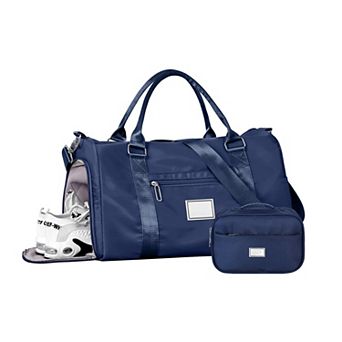 Women's Sports Duffle Bag with Toiletry Bag, Gym Tote Overnight Hospital Bag with Wet Pocket