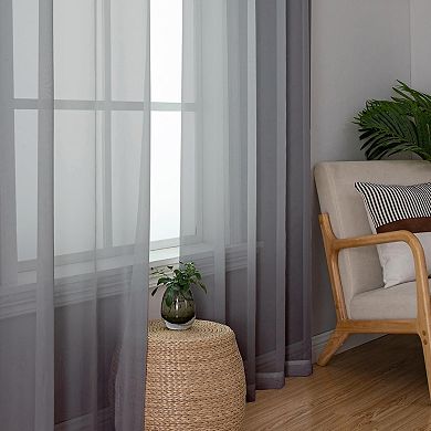 Kate Aurora 2 Piece For Extra Long Windows Rod Pocket Gray Rod Pocket Sheer Curtain Panels