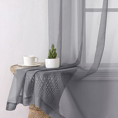 Kate Aurora 2 Piece For Extra Long Windows Rod Pocket Gray Rod Pocket Sheer Curtain Panels