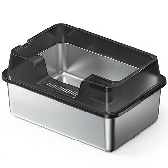 Enclosed Stainless Steel Cat Litter Box with Lid, High-Sided for Big Cats, Include Scoop, Easy Clean