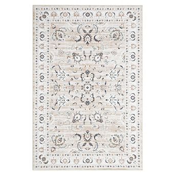 Fashionwu Baroque Vintage Rug Washable Non Slip Low Pile Thin Soft Indoor Decor Carpet for Bedroom