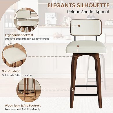 Swivel Bar Stools Set of 2, 26" Upholstered Counter Height Bar Stools
