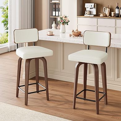 Swivel Bar Stools Set of 2, 26" Upholstered Counter Height Bar Stools