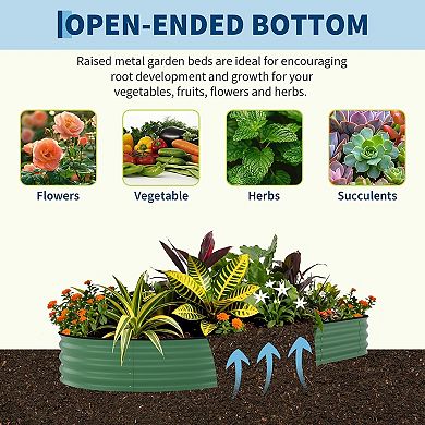 4 Pack Galvanized Raised Garden Bed 8x4x1.5 FT, Outdoor Planter Box for Flowers & Vegetables, Green