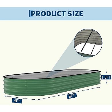 4 Pack Galvanized Raised Garden Bed 8x4x1.5 FT, Outdoor Planter Box for Flowers & Vegetables, Green