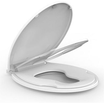Dual Slow Close Toilet Seat with Integrated Child Seat Safety for Kids and Adults