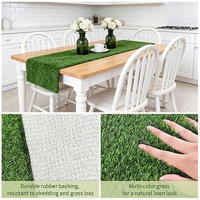 4Pcs Faux Grass Table Runner, 12"x71" Artificial Turf Decor Wedding Birthday Golf Themed Party