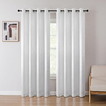 Set Of 2 Leeds Floral Leaves Embossed Light Filtering Grommet Top Window Curtain Panels