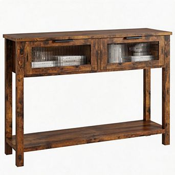 Vintage 2 tier Wood Console Table, Slim Entryway Sofa Side Table, Storage Shelf for Living Room