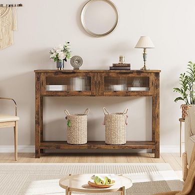 Vintage 2-Tier Wood Console Table, Slim Entryway Sofa Side Table, Storage Shelf for Living Room