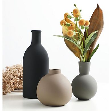 Ceramic Vase Set of 3 for Pampas or Fresh Flowers, Rustic Decor