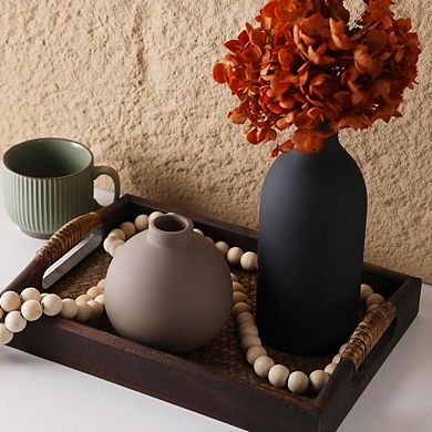 Ceramic Vase Set of 3 for Pampas or Fresh Flowers, Rustic Decor