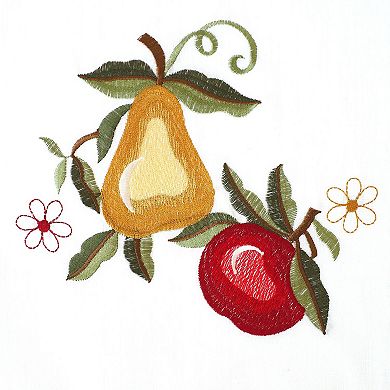 Kate Aurora Embroidered Fruit Medley 3 Piece Cafe Rod Pocket Kitchen Curtain And Valance Set