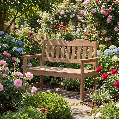 Garden Bench, 2-Person Poly Lumber Patio Bench,Slatted Patio Loveseat, for Use