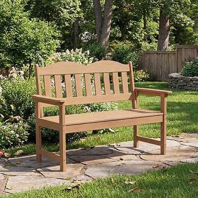 Garden Bench, 2-Person Poly Lumber Patio Bench,Slatted Patio Loveseat, for Use