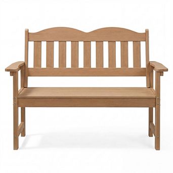 Garden Bench, 2-Person Poly Lumber Patio Bench,Slatted Patio Loveseat, for Use