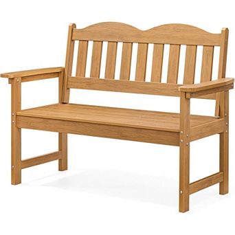Garden Bench, 2-Person Poly Lumber Patio Bench,Slatted Patio Loveseat, for Use