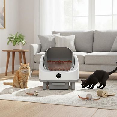 Automatic Self-Cleaning Litter Box for Multiple Cats, Open-Top, 9L Capacity, Waterproof Liner