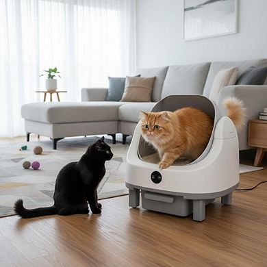 Automatic Self-Cleaning Litter Box for Multiple Cats, Open-Top, 9L Capacity, Waterproof Liner