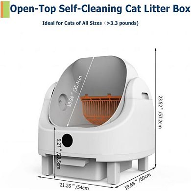 Automatic Self-Cleaning Litter Box for Multiple Cats, Open-Top, 9L Capacity, Waterproof Liner