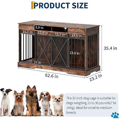 63 in Extra Large Double Dog Crate with Removable Divider