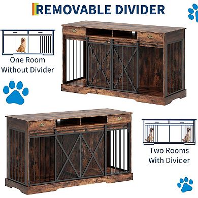 63 in Extra Large Double Dog Crate with Removable Divider