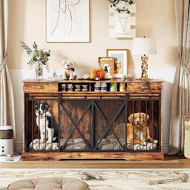 63 in Extra Large Double Dog Crate with Removable Divider
