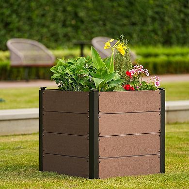 Wood-Look 25x23 in Raised Garden Bed, Durable Composite Planter Box for Vegetables & Herbs, Patio