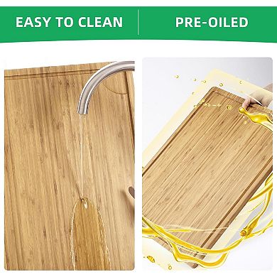 Cutting Board 18x24in, Chopping Board with Handles & Juice Groove, Butcher Block Serving Tray