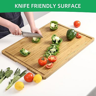 Cutting Board 18x24in, Chopping Board with Handles & Juice Groove, Butcher Block Serving Tray