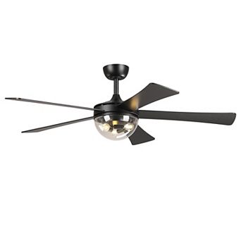 52" Traditional Black Reversible Plywood 6-Speed Indoor Ceiling Fan with Light and Remote