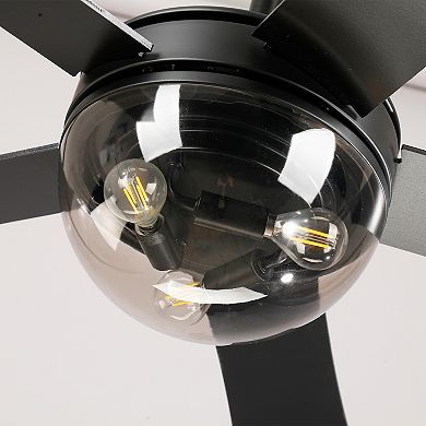 52" Traditional Black Reversible Plywood 6-Speed Indoor Ceiling Fan with Light and Remote