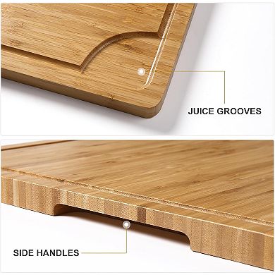 Cutting Board 24"X18" with Side Handle & Juice Groove for Turkey, Meat, Vegetables, BBQ