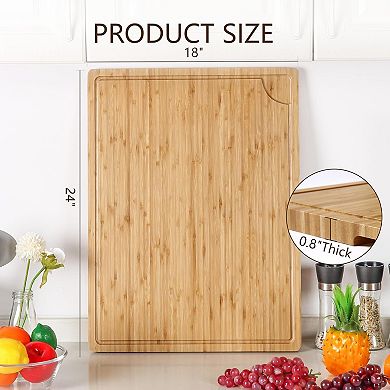 Cutting Board 24"X18" with Side Handle & Juice Groove for Turkey, Meat, Vegetables, BBQ