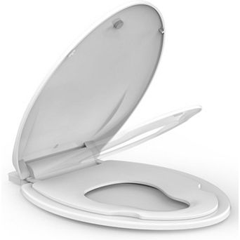 Dual Slow Close Toilet Seat with Integrated Child Seat Safety for Kids and Adults