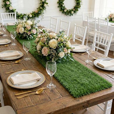 4Pcs Artificial Grass Table Runner, 12"x36" for Spring Easter Football Themed Events Outdoor Party