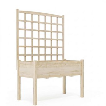 Wood Raised Garden Bed with Trellis 46x23x65 in Elevated Planter Box with Legs for Climbing Plants