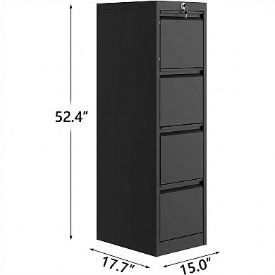 4-Drawer File Cabinet with Lock - Heavy Duty Metal Filing Cabinet