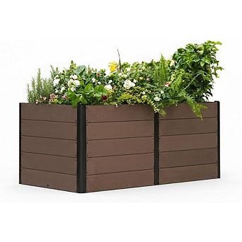 Wood-Look 48x29 in Raised Garden Bed, Durable Composite Planter Box for Vegetables & Herbs, Patio