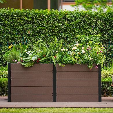 Wood-Look 48x29 in Raised Garden Bed, Durable Composite Planter Box for Vegetables & Herbs, Patio