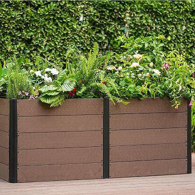 Wood-Look 48x29 in Raised Garden Bed, Durable Composite Planter Box for Vegetables & Herbs, Patio