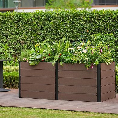 Wood-Look 48x29 in Raised Garden Bed, Durable Composite Planter Box for Vegetables & Herbs, Patio