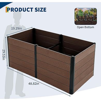 Wood-Look 48x29 in Raised Garden Bed, Durable Composite Planter Box for Vegetables & Herbs, Patio