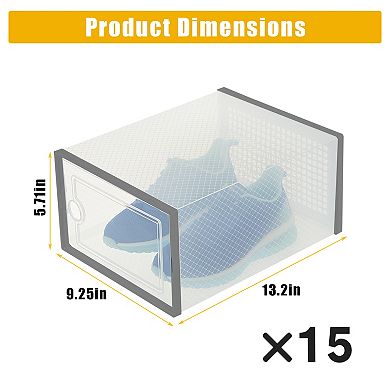 Transparent Foldable Shoe Boxes with Lids, Stackable Plastic Shoe Storage Organizers for Closet