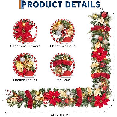 6 ft Pre-Lit Christmas Garland with 20 Battery Operated LED Lights