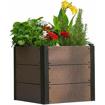 19x17 in Raised Garden Bed with Bottom, Durable Composite Planter Box for Vegetables & Herbs, Patio