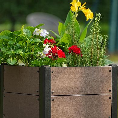 19x17 in Raised Garden Bed with Bottom, Durable Composite Planter Box for Vegetables & Herbs, Patio