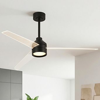 55" Modern Black 3 Clear Blades Ceiling Fan with Dimmable LED Light and Remote