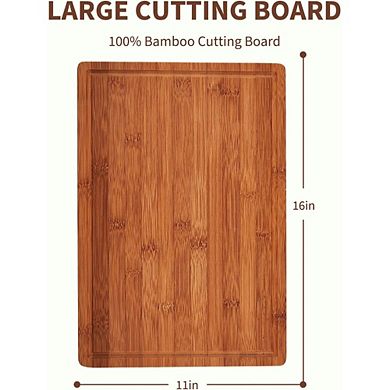 Large Cutting Board with Juice Groove and Handles Wood Cutting Board for Kitchen, 16" x 11"