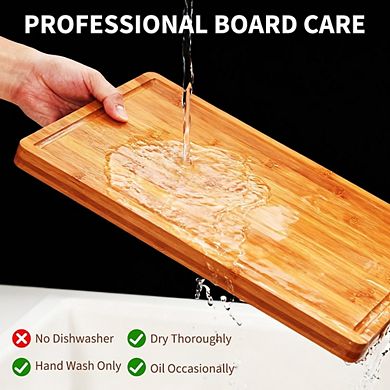 Large Cutting Board with Juice Groove and Handles Wood Cutting Board for Kitchen, 16" x 11"